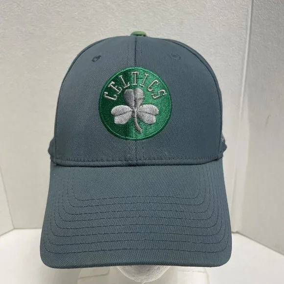 Boston Celtics ADIDAS Fitted Hat Cap Size S/M NBA Basketball Flex Fit Gray
